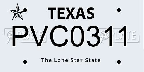 PVC0311 Texas License Plate