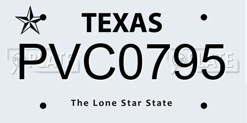 PVC0795 Texas License Plate
