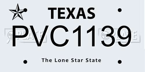 PVC1139 Texas License Plate