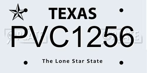 PVC1256 Texas License Plate