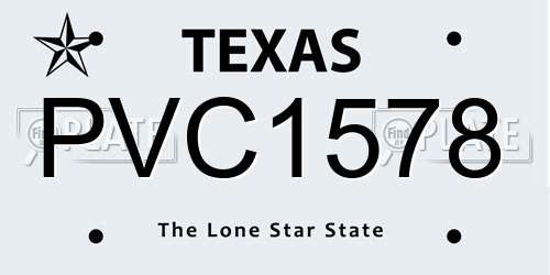 PVC1578 Texas License Plate