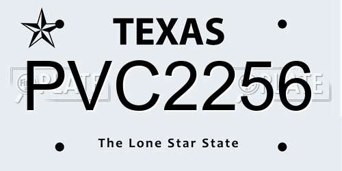 PVC2256 Texas License Plate