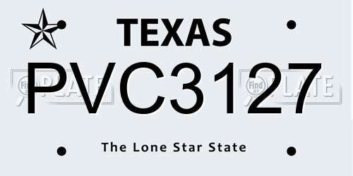 PVC3127 Texas License Plate