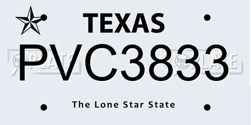 PVC3833 Texas License Plate
