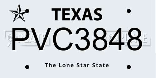 PVC3848 Texas License Plate