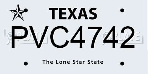 PVC4742 Texas License Plate