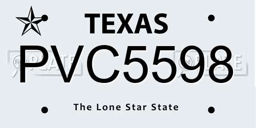PVC5598 Texas License Plate