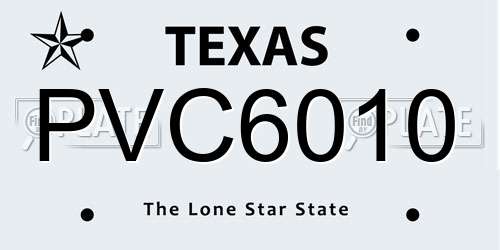 PVC6010 Texas License Plate