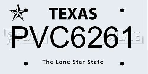 PVC6261 Texas License Plate