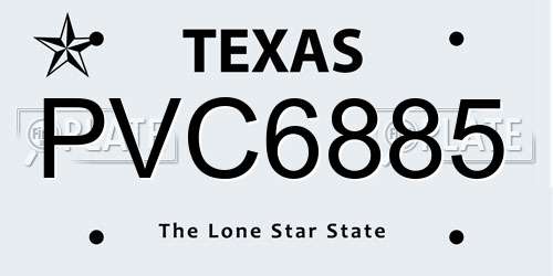 PVC6885 Texas License Plate