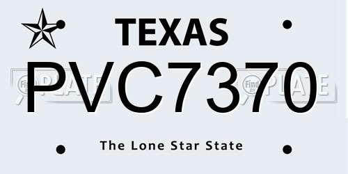 PVC7370 Texas License Plate