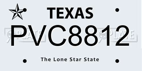 PVC8812 Texas License Plate