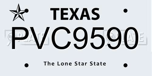 PVC9590 Texas License Plate