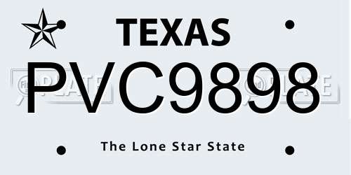 PVC9898 Texas License Plate