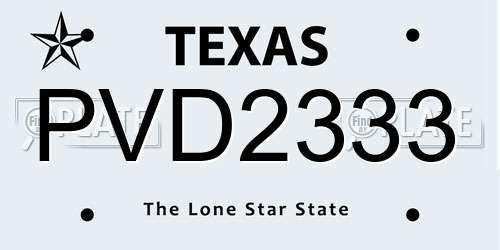 PVD2333 Texas License Plate