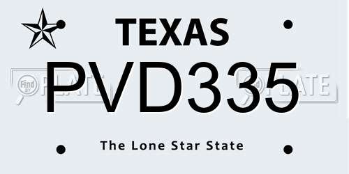 PVD335 Texas License Plate