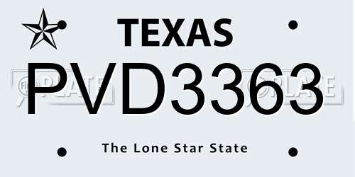 PVD3363 Texas License Plate