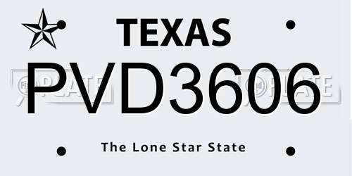 PVD3606 Texas License Plate