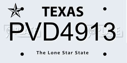 PVD4913 Texas License Plate