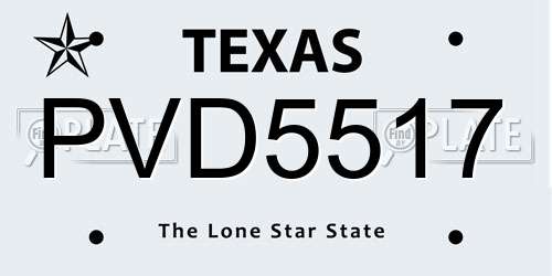 PVD5517 Texas License Plate