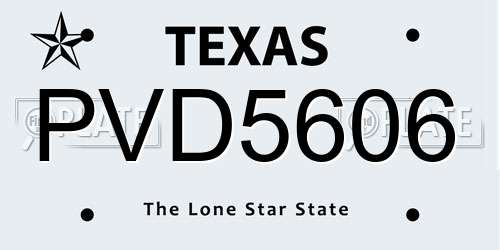 PVD5606 Texas License Plate