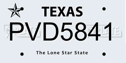PVD5841 Texas License Plate