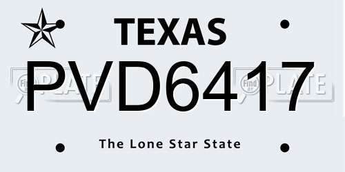PVD6417 Texas License Plate