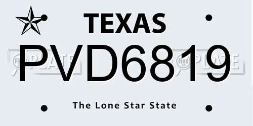 PVD6819 Texas License Plate