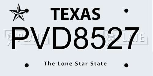 PVD8527 Texas License Plate