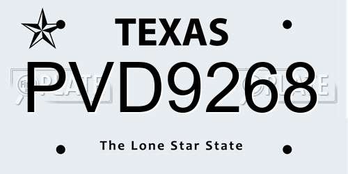 PVD9268 Texas License Plate