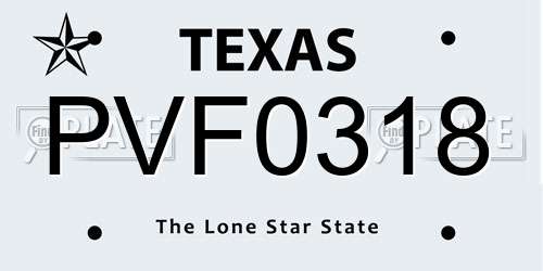 PVF0318 Texas License Plate