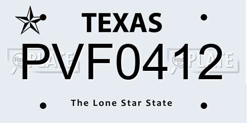 PVF0412 Texas License Plate