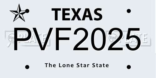 PVF2025 Texas License Plate