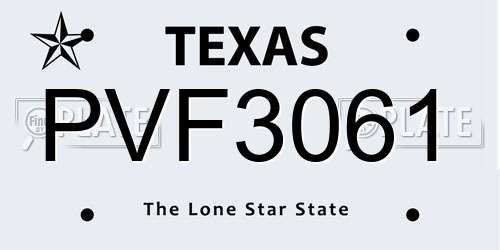 PVF3061 Texas License Plate