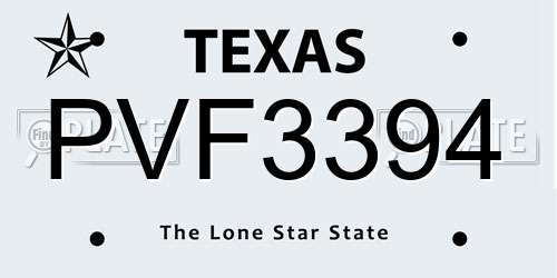 PVF3394 Texas License Plate