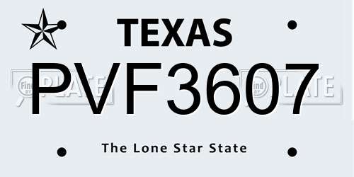 PVF3607 Texas License Plate