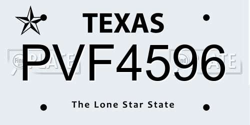 PVF4596 Texas License Plate