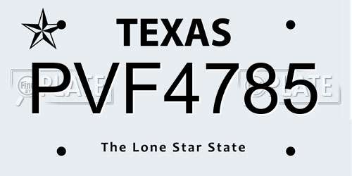 PVF4785 Texas License Plate