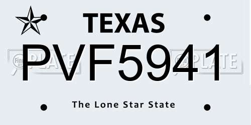 PVF5941 Texas License Plate