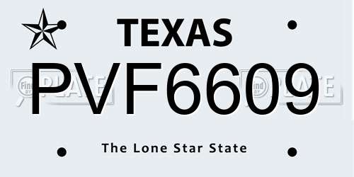 PVF6609 Texas License Plate