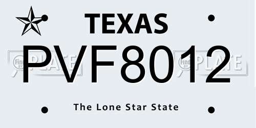 PVF8012 Texas License Plate