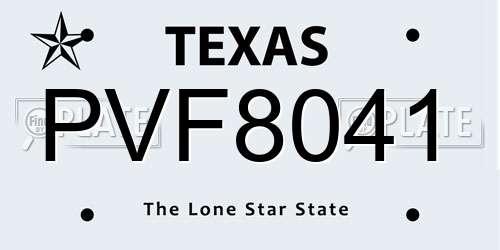 PVF8041 Texas License Plate