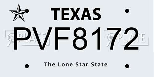 PVF8172 Texas License Plate