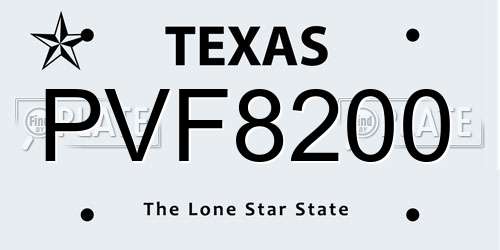 PVF8200 Texas License Plate