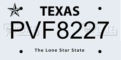 PVF8227 Texas License Plate