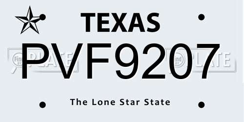 PVF9207 Texas License Plate