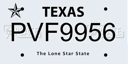 PVF9956 Texas License Plate