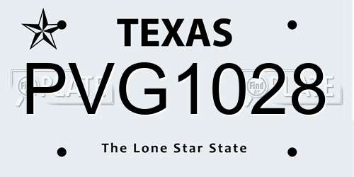 PVG1028 Texas License Plate
