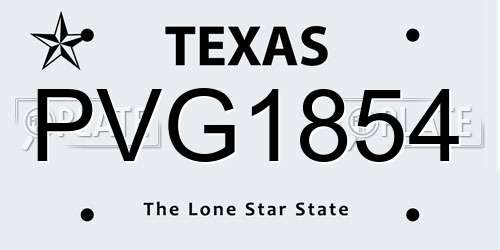 PVG1854 Texas License Plate