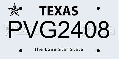 PVG2408 Texas License Plate